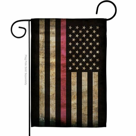 PATIO TRASERO Thin Pink Line Support Awareness 13 x 18.5 in. Double-Sided Decorative Horizontal Garden Flags for PA3904808